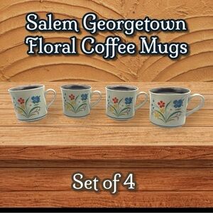Salem Stoneware Georgetown Floral Coffee Mugs Set of 4